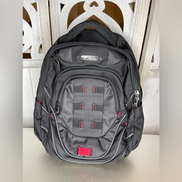 Samsonite Tectonic PFT Laptop Backpack Black Red 17-Inch Travel Carry All - Picture 1 of 7